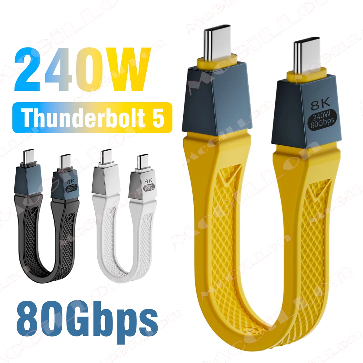 Thunderbolt 5 Full-function Data Cable USB C To USB C Fast Charging PD 240W 16K 60Hz Video Output Functional 80Gbps Transmission