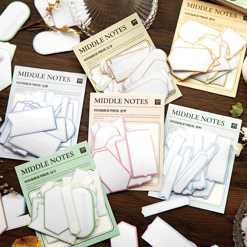 40Pcs Memo Notes Stickers Label Message Ledger Decorative Material Collage Base Paper collage handmade Scrapbooking 110*85mm