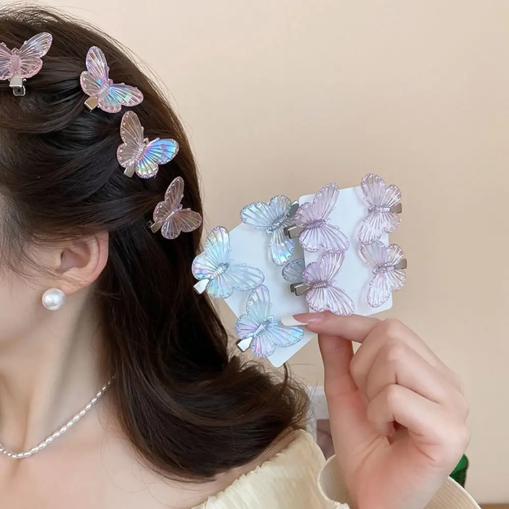 

4pcs Colorful Butterfly Shaped Hair Clips Acrylic Flying Butterfly Barrettes Kit Women Hair Accessories