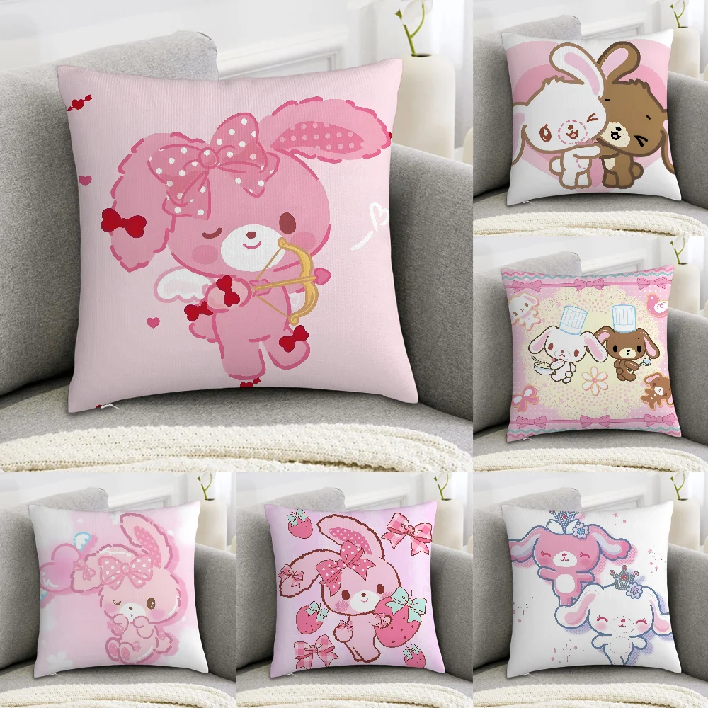 Kawaii Bunny S-Sugarbunnies Pillow Case Sofa Decorative Home Double-sided Print Plush Square Throw Pillow Covers Cushion Decor