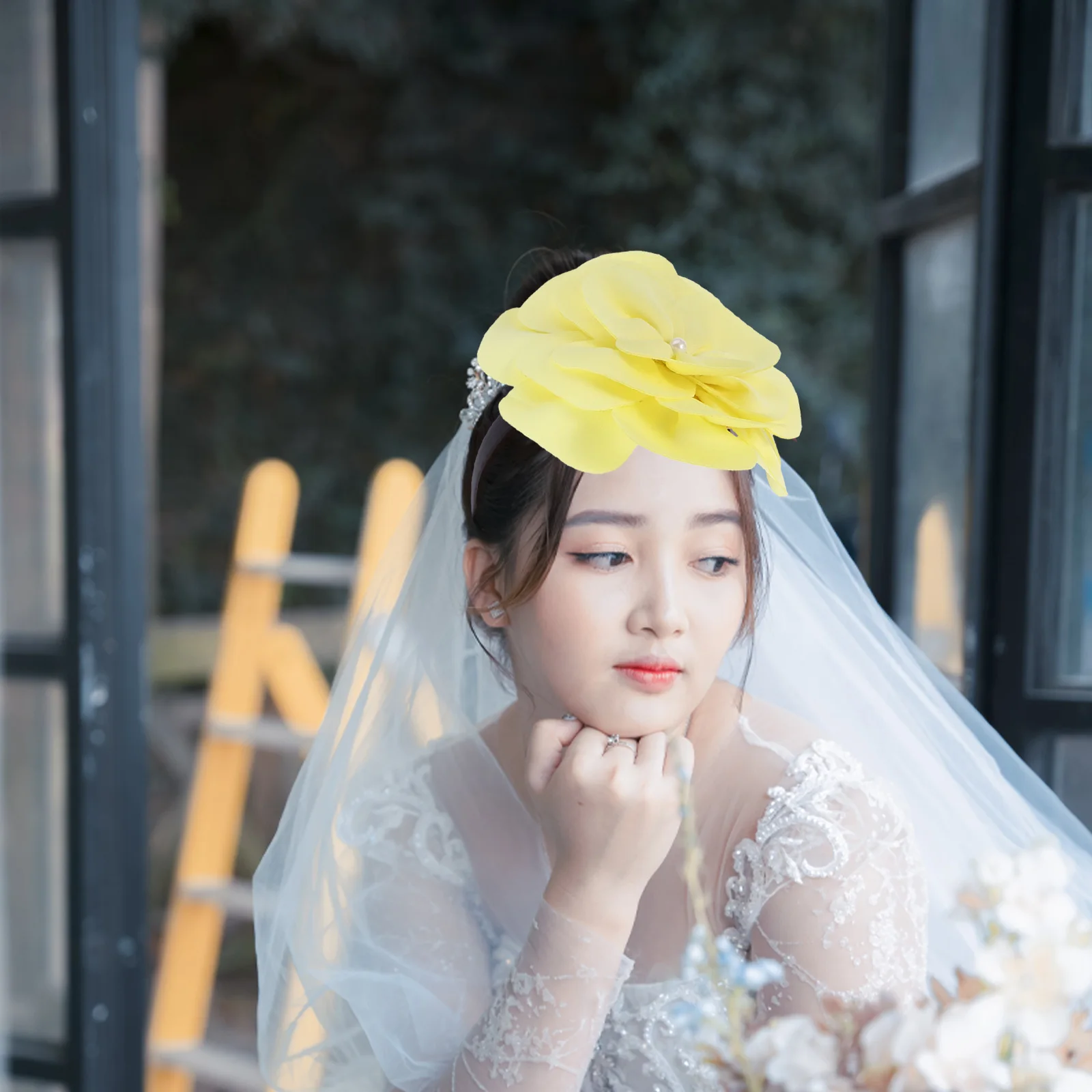 

Large Flower Fascinator Bridal Headband Imitation Pearl Wedding Tea Party Floral Headpiece Statement Hairband Bridal Hair Band