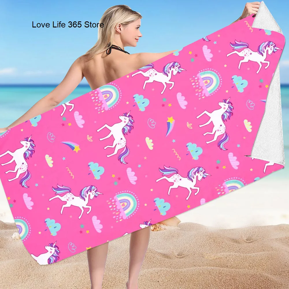 

Unicorn Series Printed Kids Beach Bath Towel Microfiber Swimming Towels Oversized Super Absorbent Sand Free Thick Towels