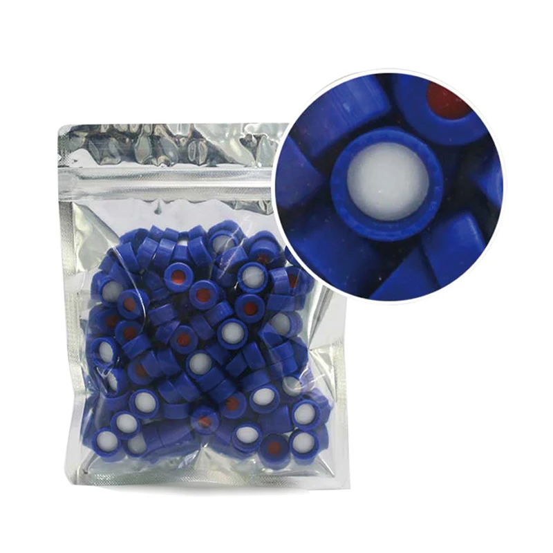 9mm Screw Blue Perforated Injection Bottle Cap Including 1mm White Film Red Rubber Gasket Non Pre Cut