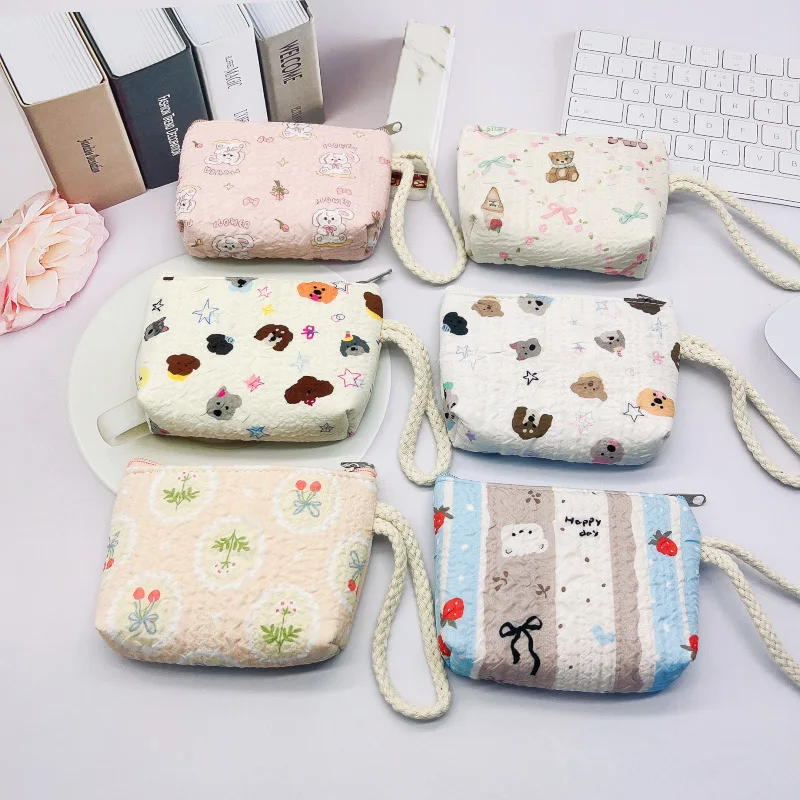 Women Mini Makeup Handbags Wallet Pouch Bag Cute Cartoon Small Travel Cosmetic Lipstick Earphone Card Portable Storage Bag Purse