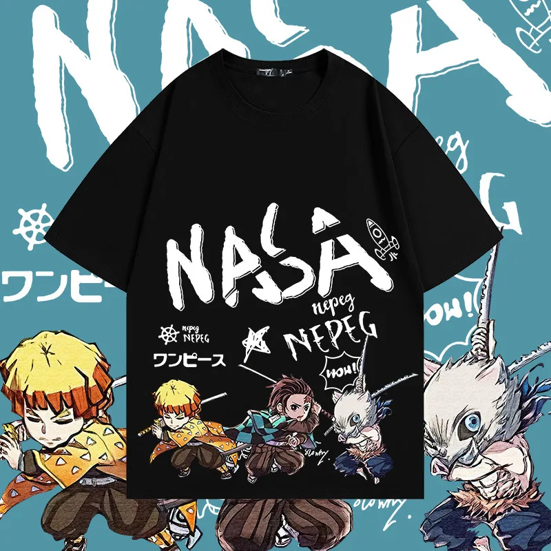 شيطان القاتل: تي شيرت تانجيرو كامادو من القطن الخالص بأكمام قصيرة للرجال والنساء ملابس كاجوال للوالدين والطفل للصيف #2