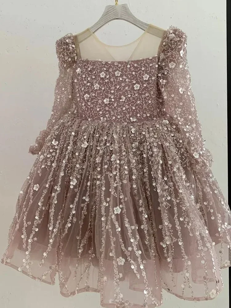 Vestido de noite infantil de lantejoulas princesa, festa de aniversário das meninas, batismo, casamento, boutique infantil