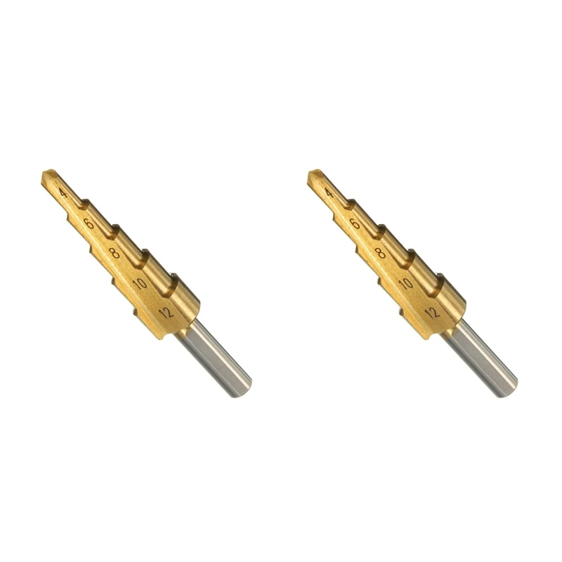 2X HSS Drill Step Drill Tapered Titanium For Drill Screwdriver 4-12Mm