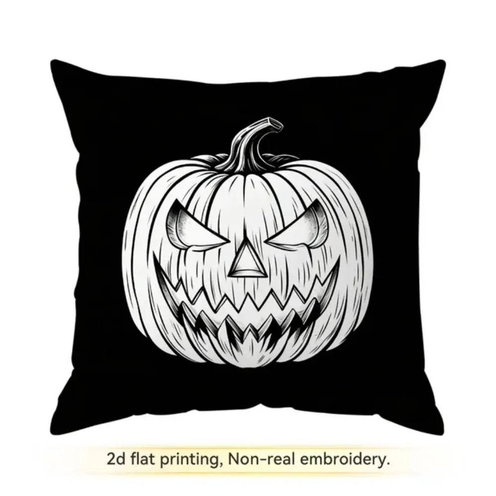 Black and White Minimalist Halloween Throw Pillow Covers Set of 4, Decorative Cushion Cases for Sofa Couch Bed Home Decor