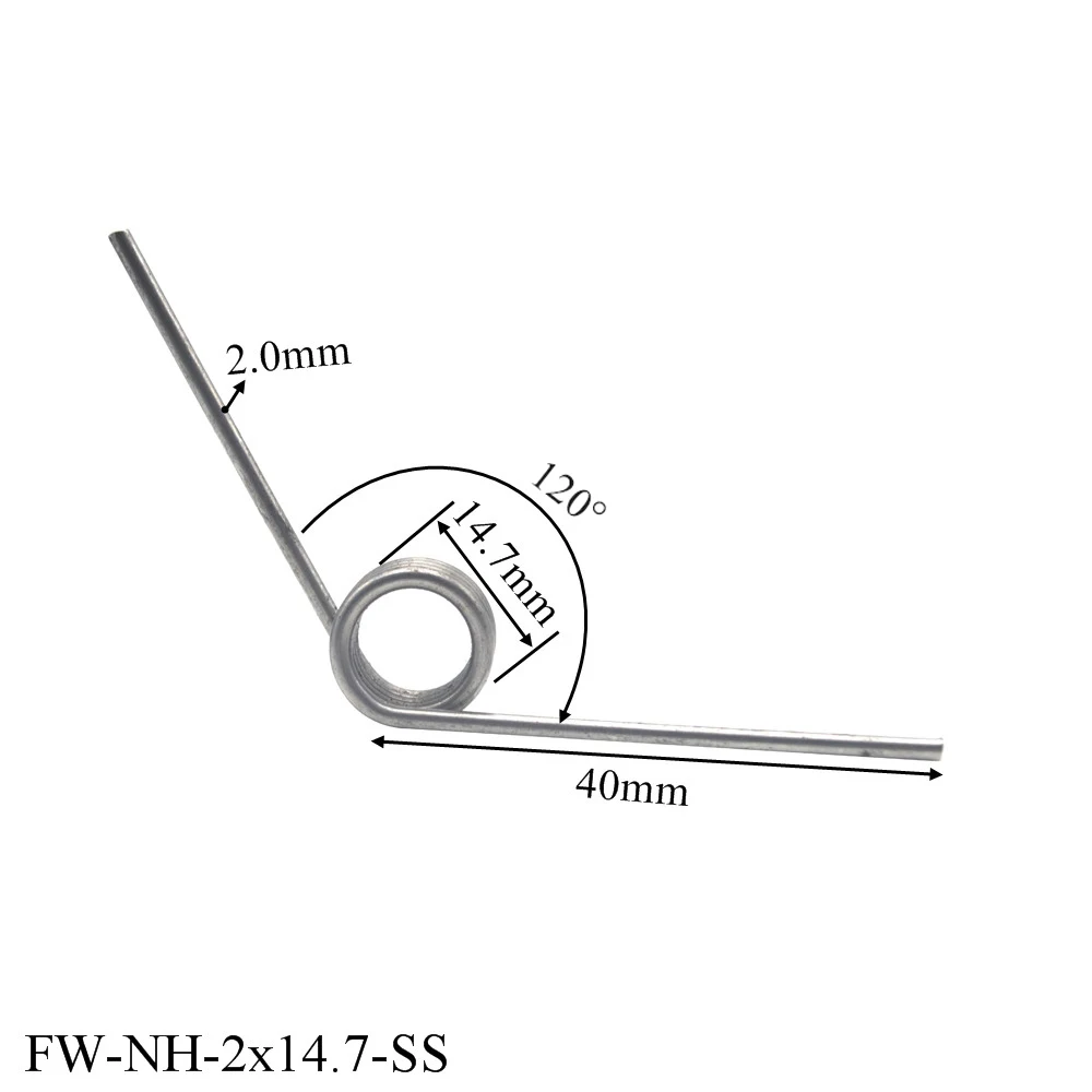 2pcs Stainless Steel 2mm Wire Diameter Torsion Spring 120 Degree 40mm Leg Length Mechanical Accessories Torsion Spring