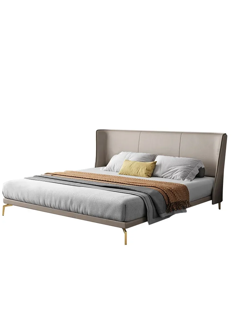 

Leather light luxury modern simple Nordic Style Italian leather bed soft bed 1.5 master bedroom big bed 1.8m