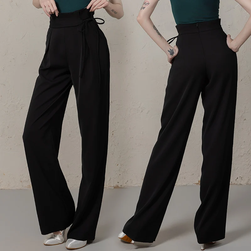 High Waist Modern Dance Pants for Women Faionable Slimming Dancing Trousers Suitable for Waltz Social Dance Tango Quistep