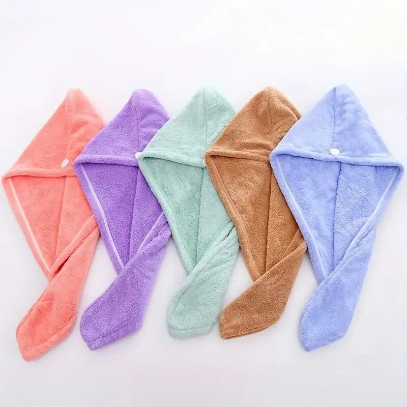 1PC Ladies Coral Fleece Hair Drying Wrap Quick Dry Hair Turban Soft Absorbent Bath Towel Cap Household Bathroom Accessory