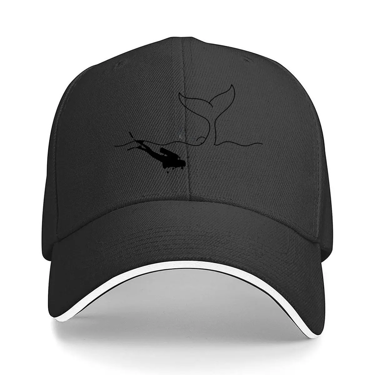Scuba Diver Ocean Waves Whale Tail Graphic Hip Hop hat Fashion Outdoor Sports Sandwich Baseball Cap