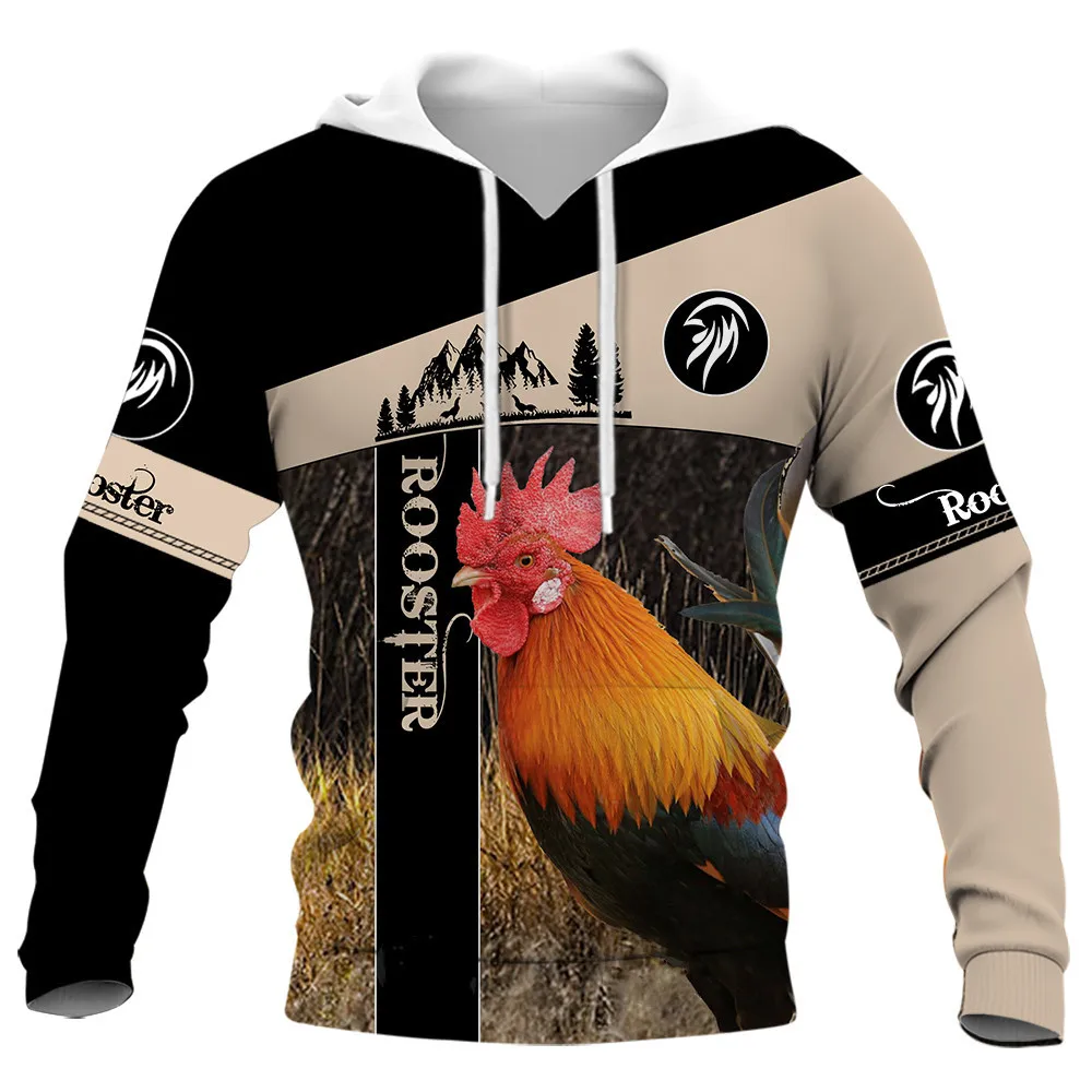 yk2 Rooster Lovers Hoodies 3D Graphic Animals Chick Splicing Hoodie Fashion Man Hip Hop Pullover Tops Harajuku Sportswear