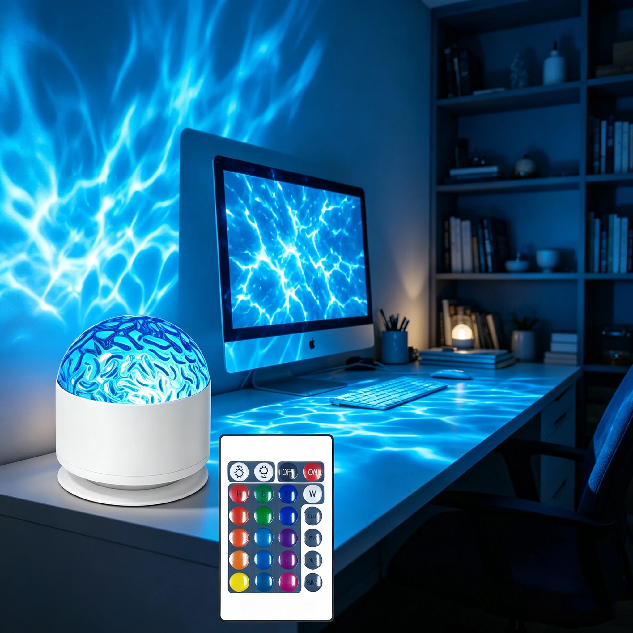 16 Colors Ocean Wave Projector Light LED Night Light Auto Rotate USB Powered with Remote for Kids Room Birthday Party Decor Gift