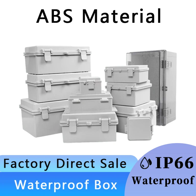 

IP66 Waterproof Enclosure Gray/Transparent Cover Power Wire Junction Box Plastic Hinge ABS Outdoor Electronic Distribution Box