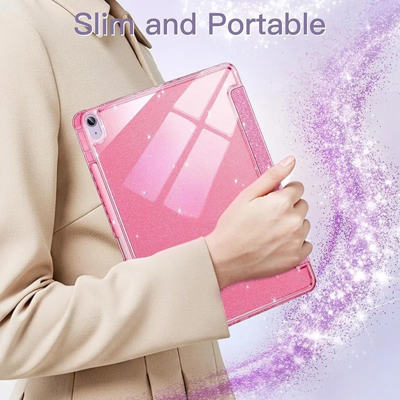 Für iPad Mini 6 7 10. 11. A16 Air 11 Hülle Glitzer Magnetische Stoßfeste Standhülle mit Stifthalter – Detail 5