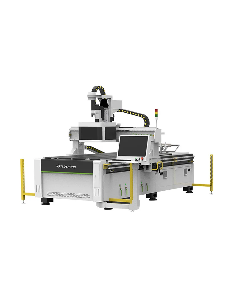 Centro de usinagem CNC de três eixos (adequado para marcenaria e processamento de plástico) equipado com mesa de trabalho a vácuo