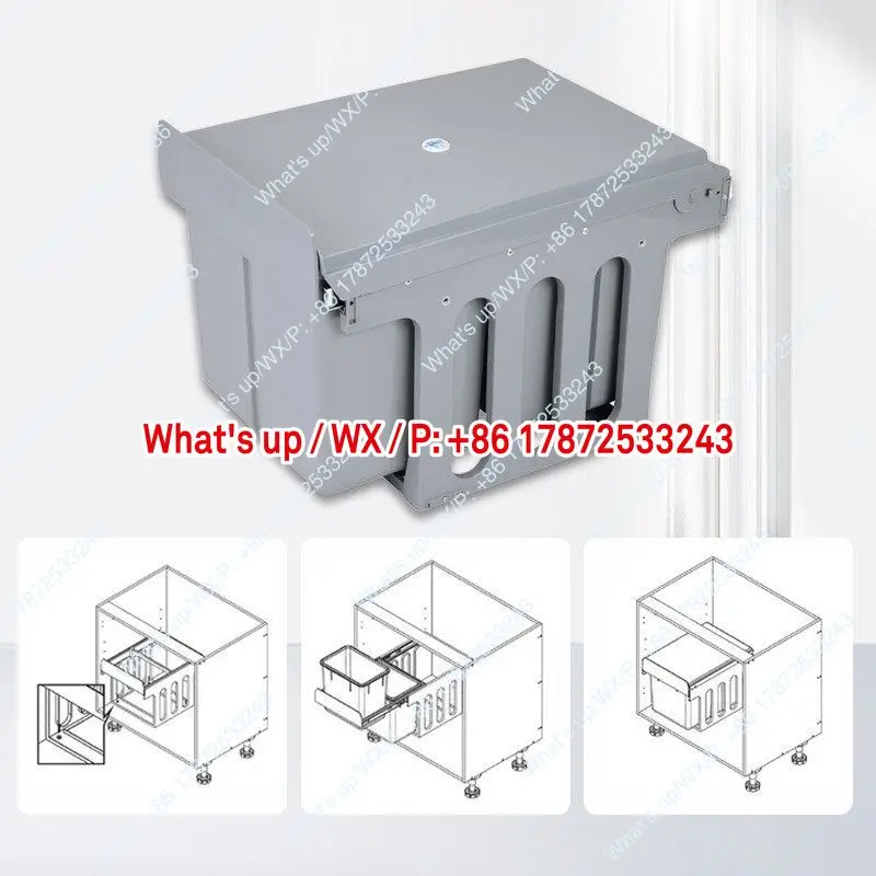 Hidden garbage bin in kitchen, invisible storage, 400 cabinet cabinet, pull-out classification bin embedded