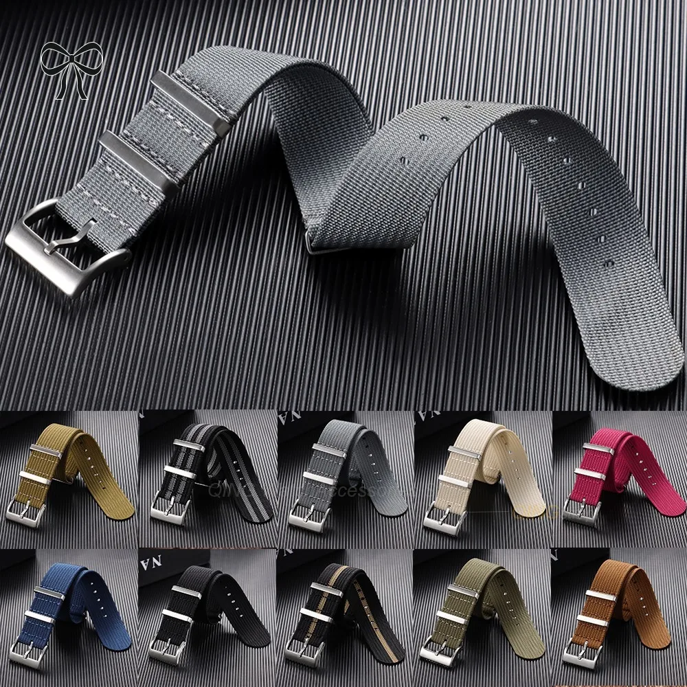 18mm 20mm 22mm Nylon Watch Band Universal Ribbed Nylon Watch Strap for Omega Watchbands Accessories for Seiko Military Bracelets