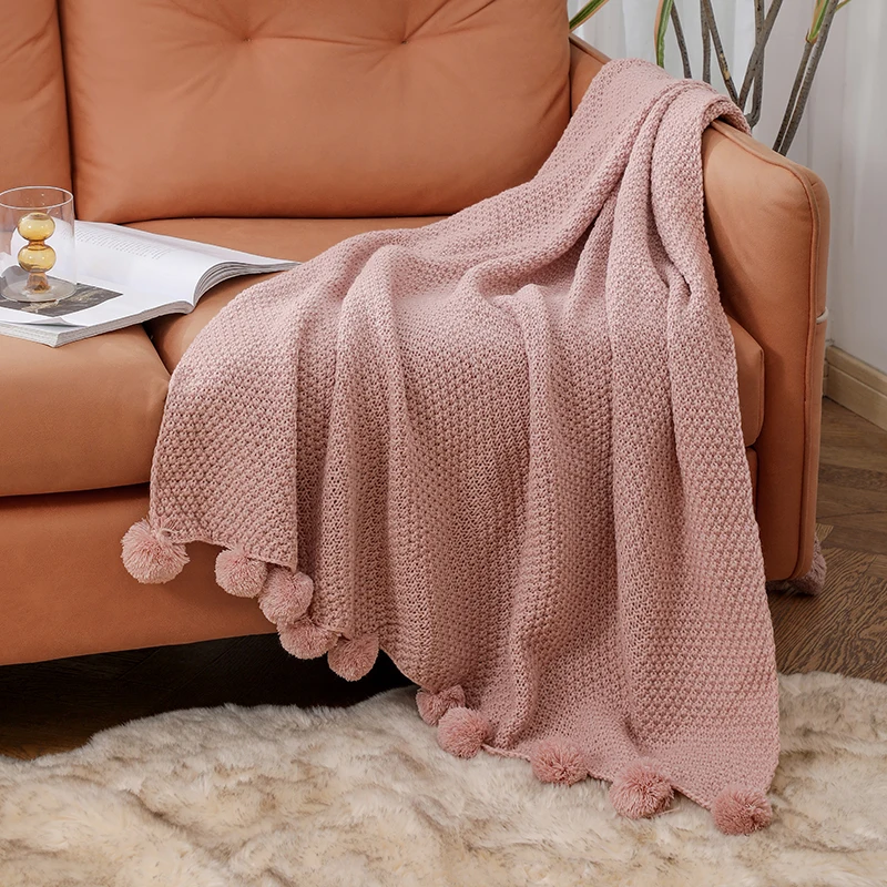 Couverture de queue de lit avec canapé et serviette, fil rayé rétro nordique, couverture de serviette de queue de lit, document solide