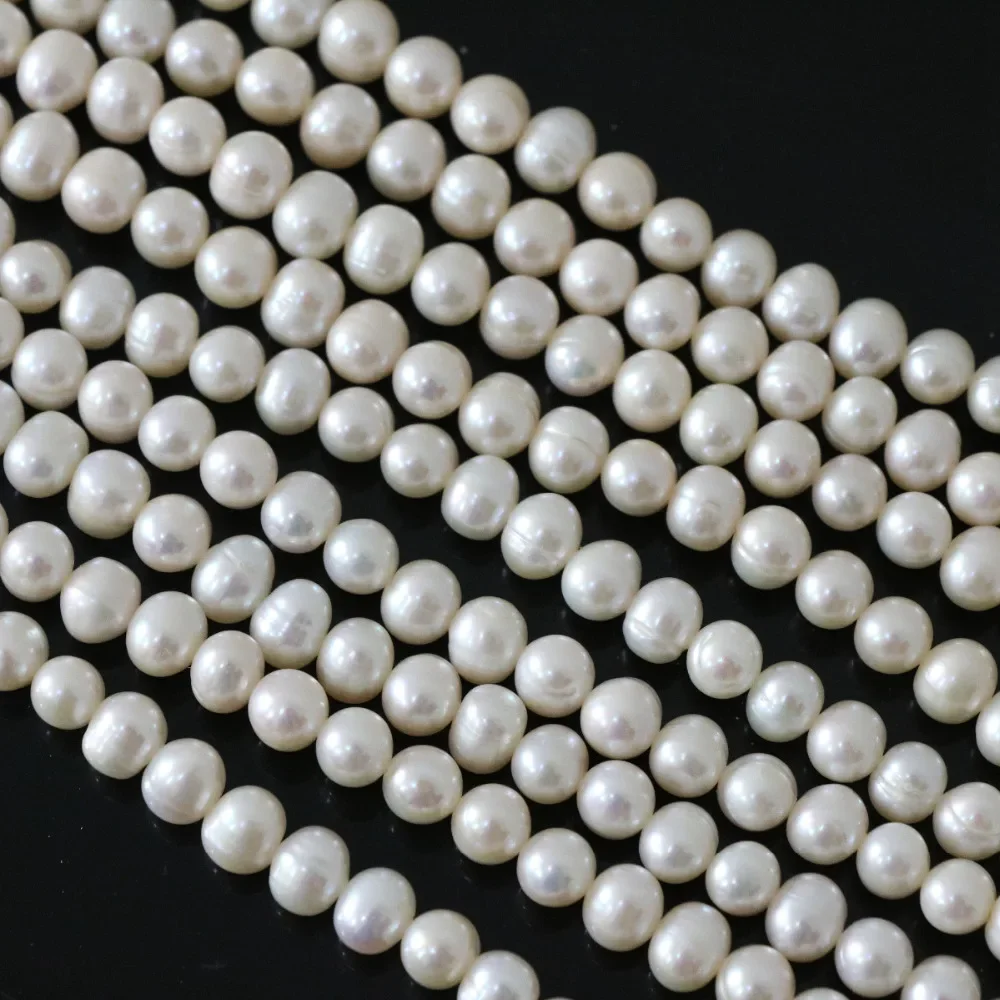 

White Natural Freshwater Cultured Pearl Loose Beads Approx Round 7-8mm Diy High Quality Jewelry Making 15inch