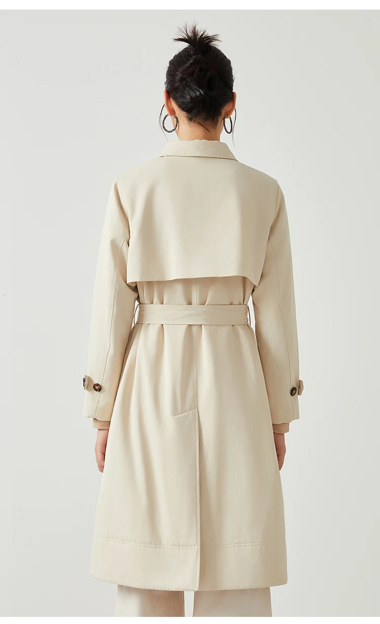 K2536W 50% Baumwolle Windbreaker Luxus Damenbekleidung Herbst Damen Langer Trenchcoat – Detail 7