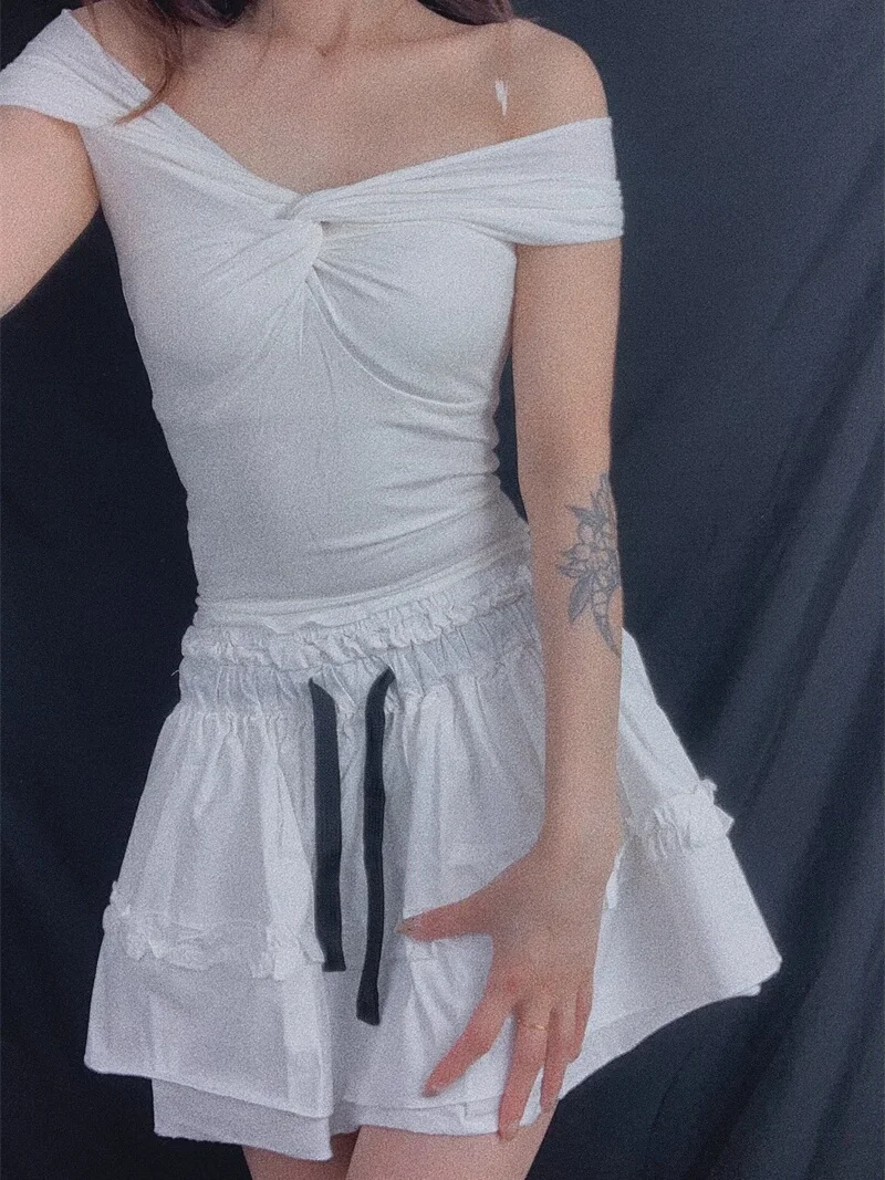 الصيف رقيقة ort Sve تي شيرت المرأة مثير عقدة واحدة الكتف أعلى الشارع Sle عارضة Faion الملابس العصرية