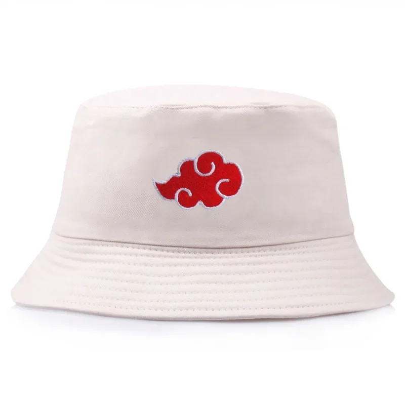 Naroto Bucket Hats Akatsuki Red Cloud Anime Peripheral Cosplay Harajuku Hat Cap Women Men Shade Sunscreen Student Childrens Gift