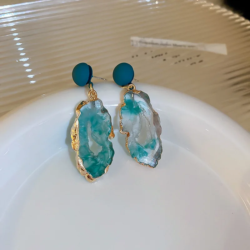 Vintage Smaragd Onregelmatige Oorbellen voor Vrouwen 2024 Nieuw in Mode Persoonlijkheid Oorbellen Fairycore Luxe Designer Sieraden
