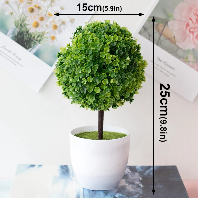 Artificial Plants Potted Green Bonsai Sakura Snowball Small Tree Plants Fake Flowers Potted Ornaments Home Garden Decor