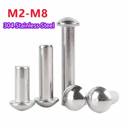 304 Stainless Steel Solid Round Head Rivet Self-plugging Rivet Semi-round Head Hammer Type Solid Rivet M2.5 M3 M4 M5 M6 M8