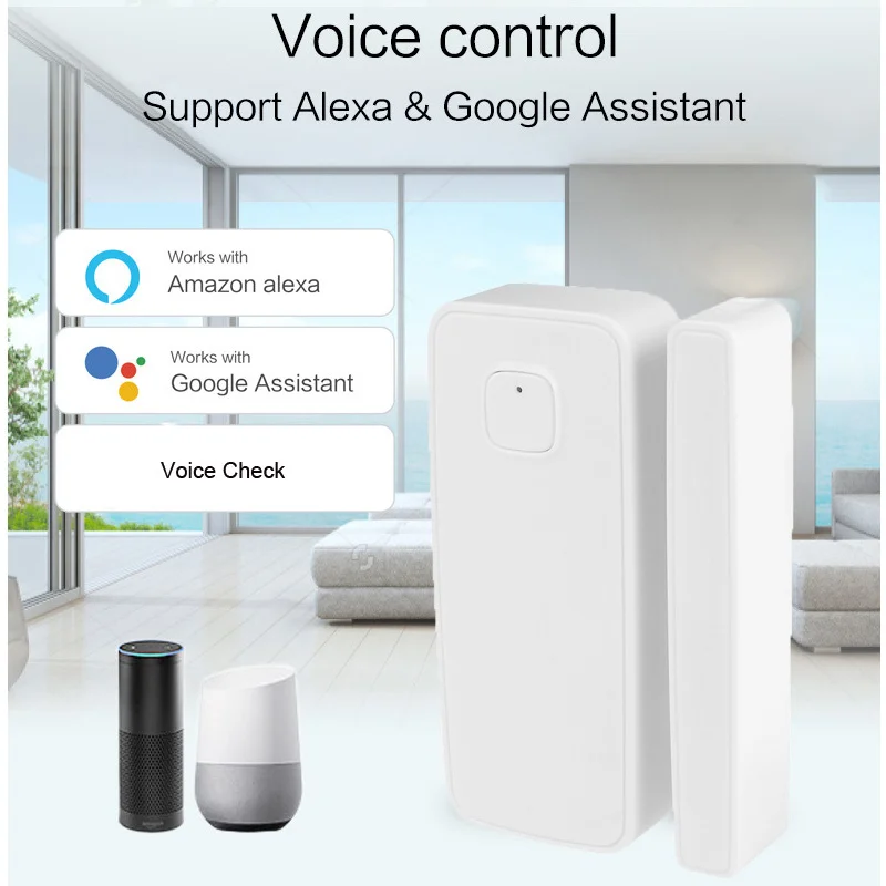 Intelligent Burglar System Voice Control Wifi Smart Door Sensor Tuya Window Magnetic Guard Against Thieves Alarm Detector