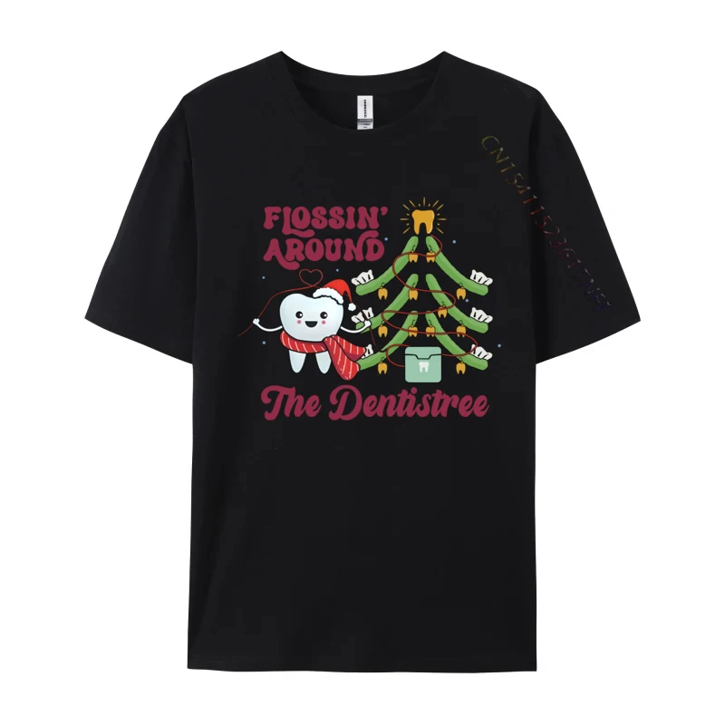 Retro Flossing Around The Dentistree Christmas Dentist T Shirt Vintaged Tops Retro Tops For Man Printed Tees