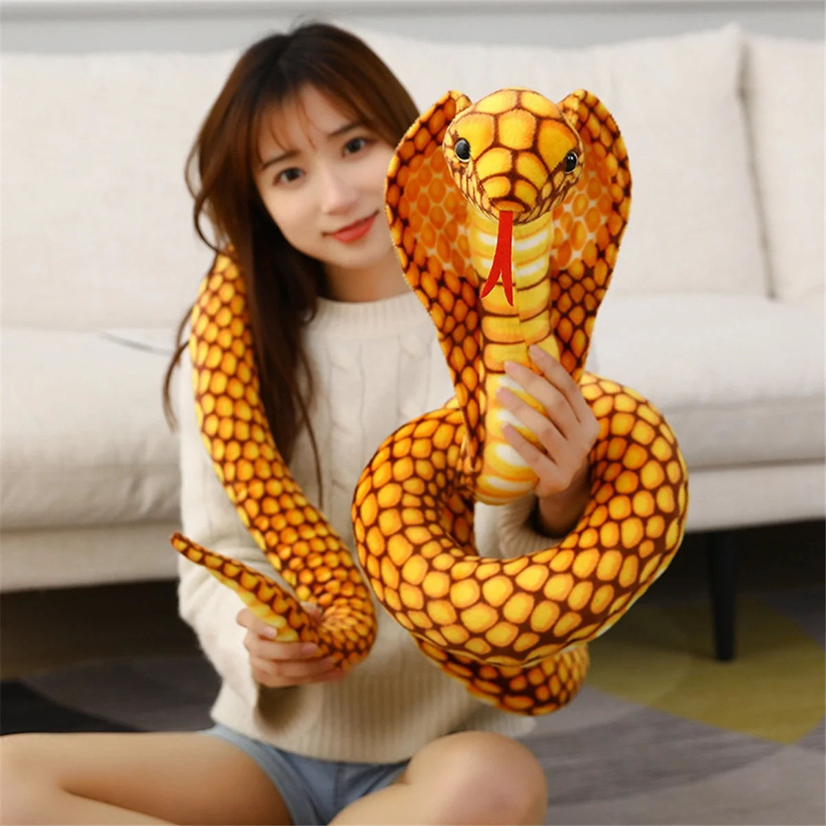 ตุ๊กตาสัตว์ Cobra Snake Plush ตุ๊กตา Python Cobra ตุ๊กตา Prank Prop สัตว์ตกแต่งของขวัญสีเขียว