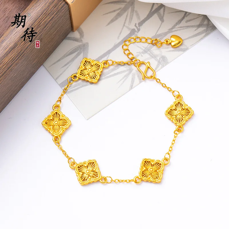 

Luxury 24K 9999 Pure Gold real gold Women's Hollow-out Buccinati Bracelet
