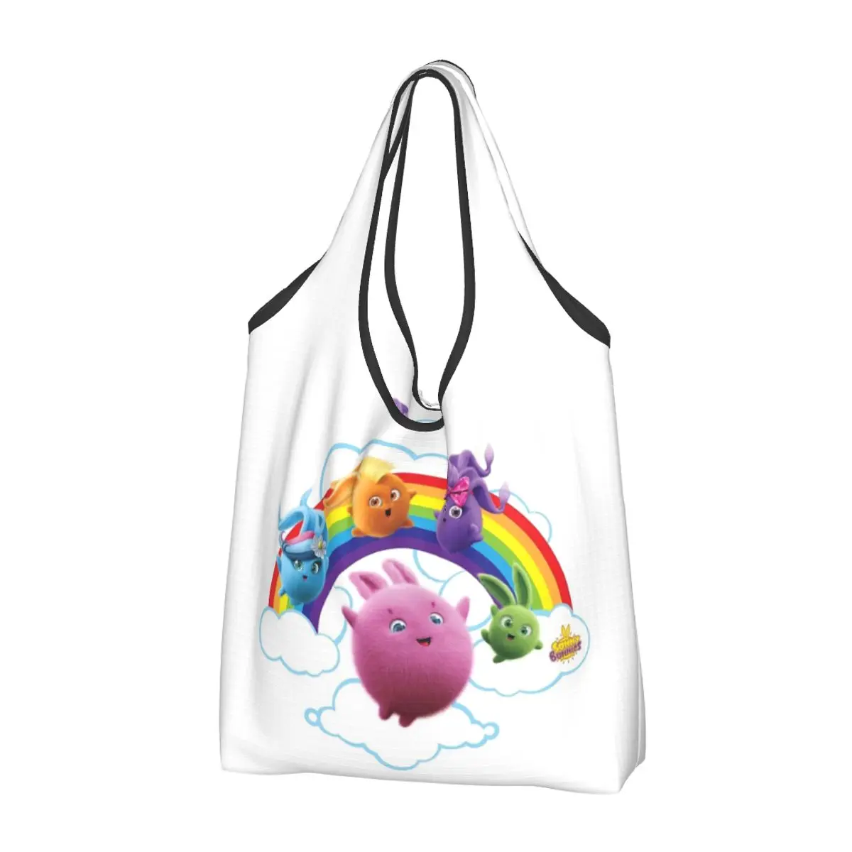 Sunny Bunnies - Rainbow Bunnies Portable Tote Shopping Bags Reusable Shopper Bag Grocery Handbag Shoulder Bag