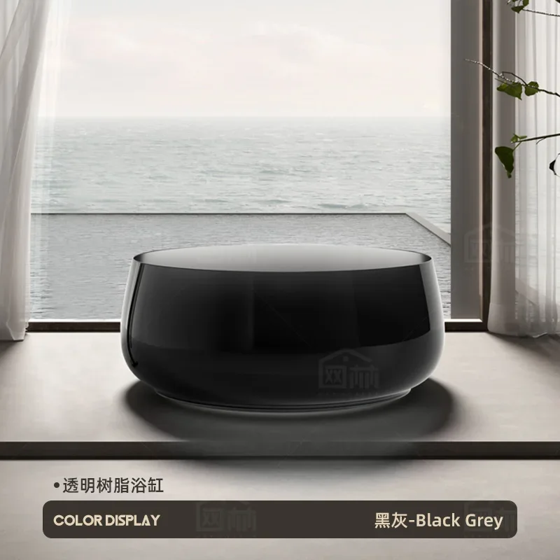 A Color transparent resin bathtub large capacity double couple positive round bathtub bathtub