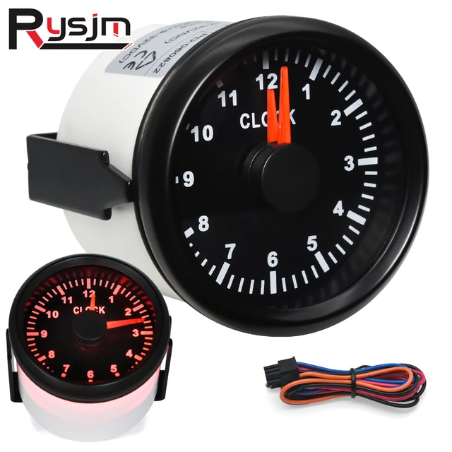 52mm 2inch Clock Gauge 12Hours For Cars Boat Truck With Red Backlight  Waterproof Clock Meter Car Gauges boat clock 12V/24V - AliExpress 34