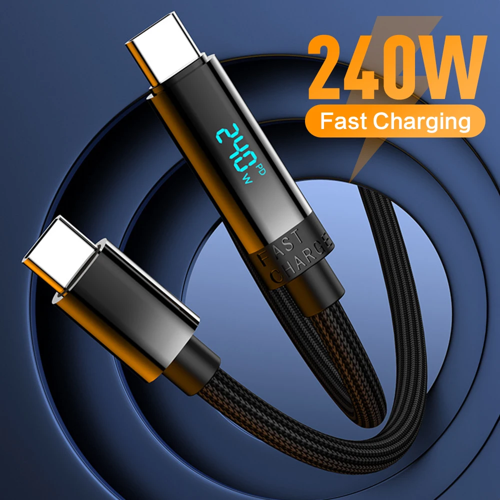 Pd 240w usb c para usb c cabo tipo c carregamento rápido display digital 480mbps cabo de transferência de dados usb c cabo de carregamento para iphone 16