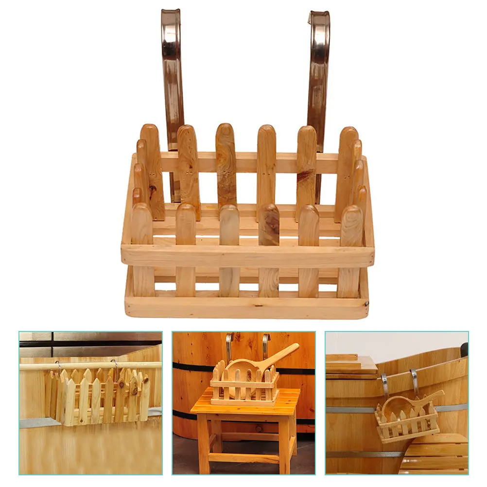 

Подвесная корзина-ведро для ванной: креативная деревянно-металлическая корзина для хранения, подставка для мыла, многофункциональный поддон для ванной, сауны, душа