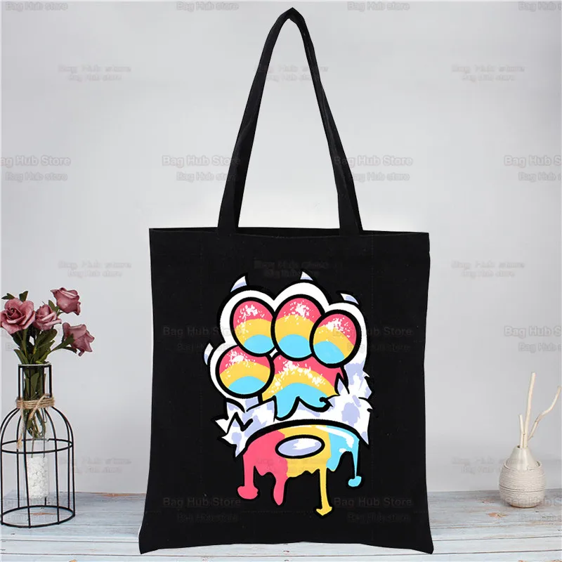 Bolsas de ombro de lona preta para mulheres, anatomia de um peludo, estampa da vida selvagem para ser Harajuku, Ulzzang, grande capacidade, moda casual