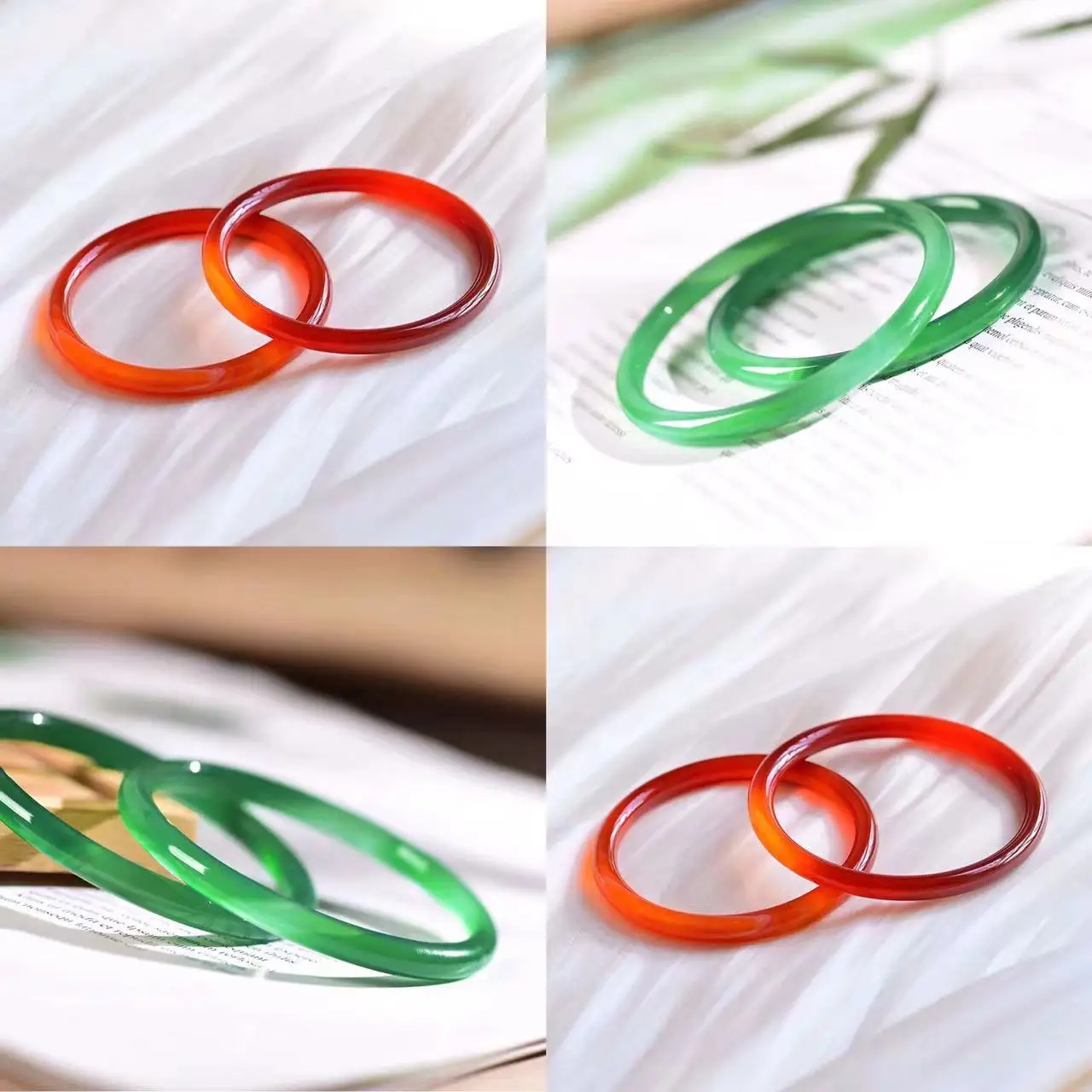 Jingle-Bracelet Vert Fin pour Femme, Bijoux Fins, group Jadéite du Myanmar, Pierre de Jades Rouges