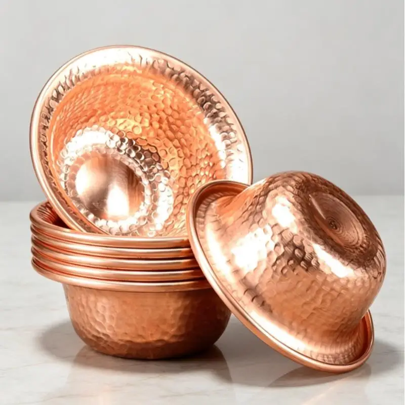 7Pcs Pure Red Copper Drinking Bowl Tibetan Tribute Holy Water Cup Buddhist Bowl