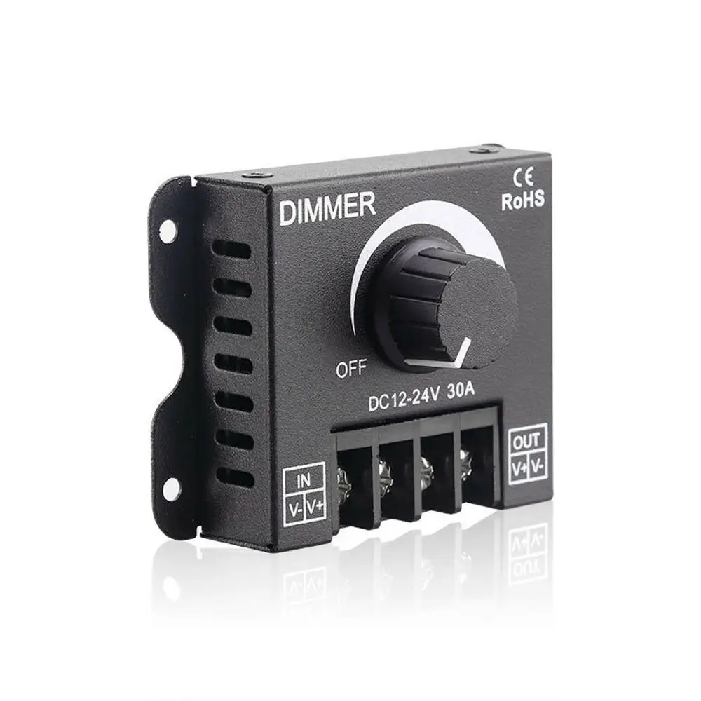 LED Knob Strip Light Dimmer 12-24V 30A Aluminum ED Strip PWM Dimming Controller 12V 24V Rotating Rotary Led Dimmer