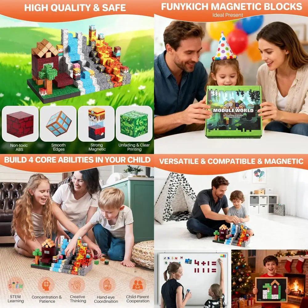 470피스 자석 블록 세트, 3-10세 어린이를 위한 교육용 STEM 장난감, 몬테소리 영감, 남아 및 여아에게 이상적, S