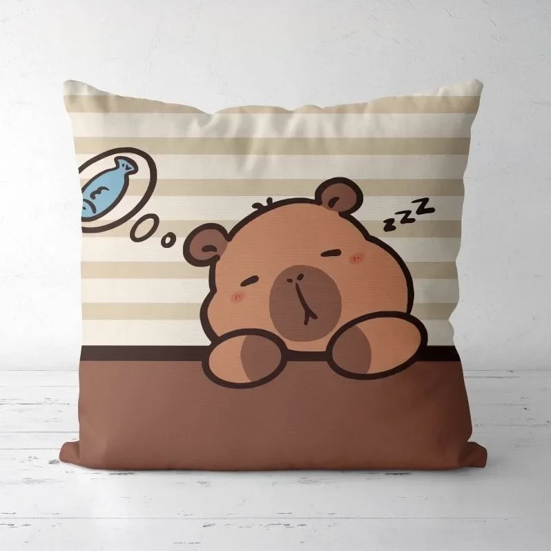 Cute Kapibara Capybara Cartoon Two Dimensional Pillowcase Childrens Bedroom Sofa Cushion Cover Nap Pillow Cover