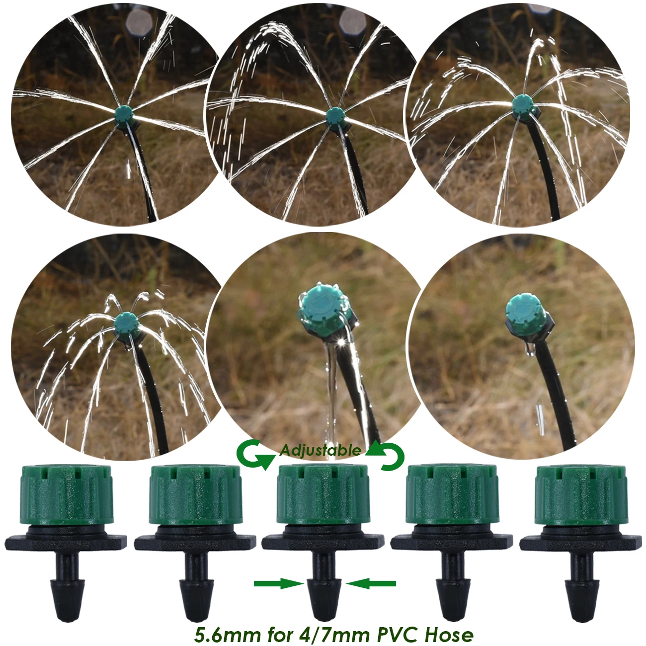 Greenhouse 30-800PCS 4-Type Garden 1/4'' Adjustable Micro Nozzle Drip Irrigation System 4/7MM Watering Sprinkler Emitter Dripper