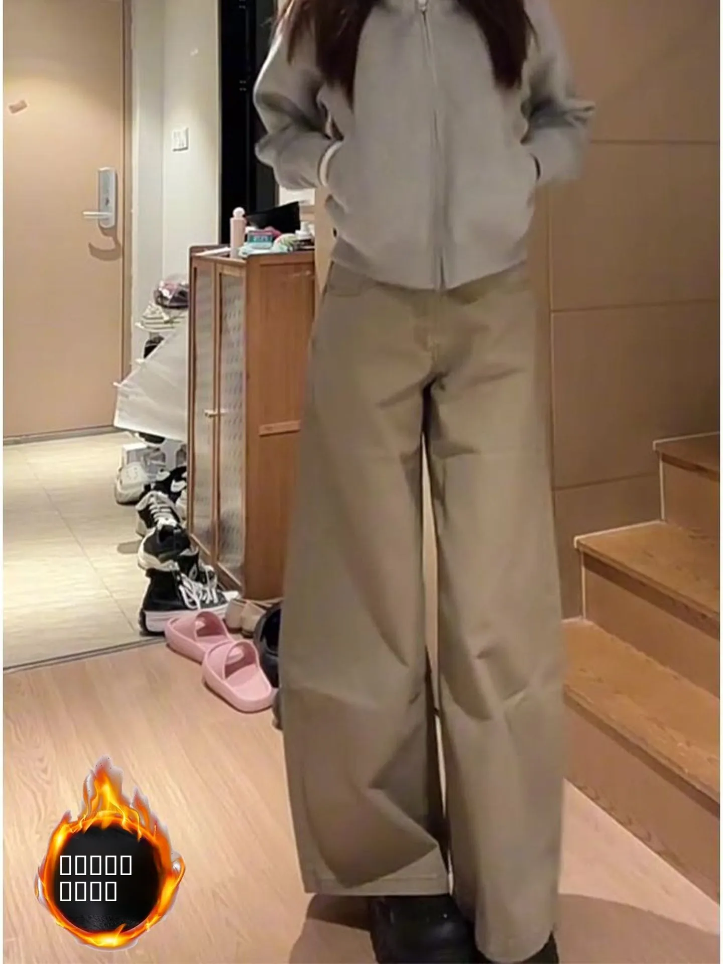 

Женские летние тонкие джинсы-клеш с высокой талией, прямого кроя, цвета хаки, для полных женщин