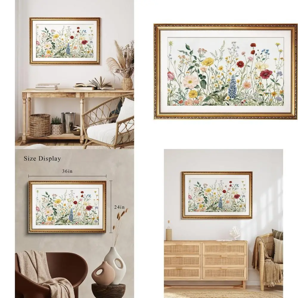 

Large 24x36in Watercolor Wildflower Wall Art Print - Cottagecore Botanical Decor for Home & Nursery